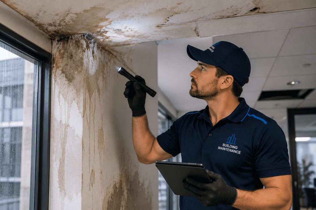 a man conducting water damage inspection