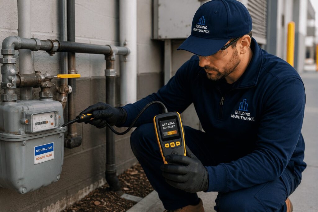 man checking gas leak