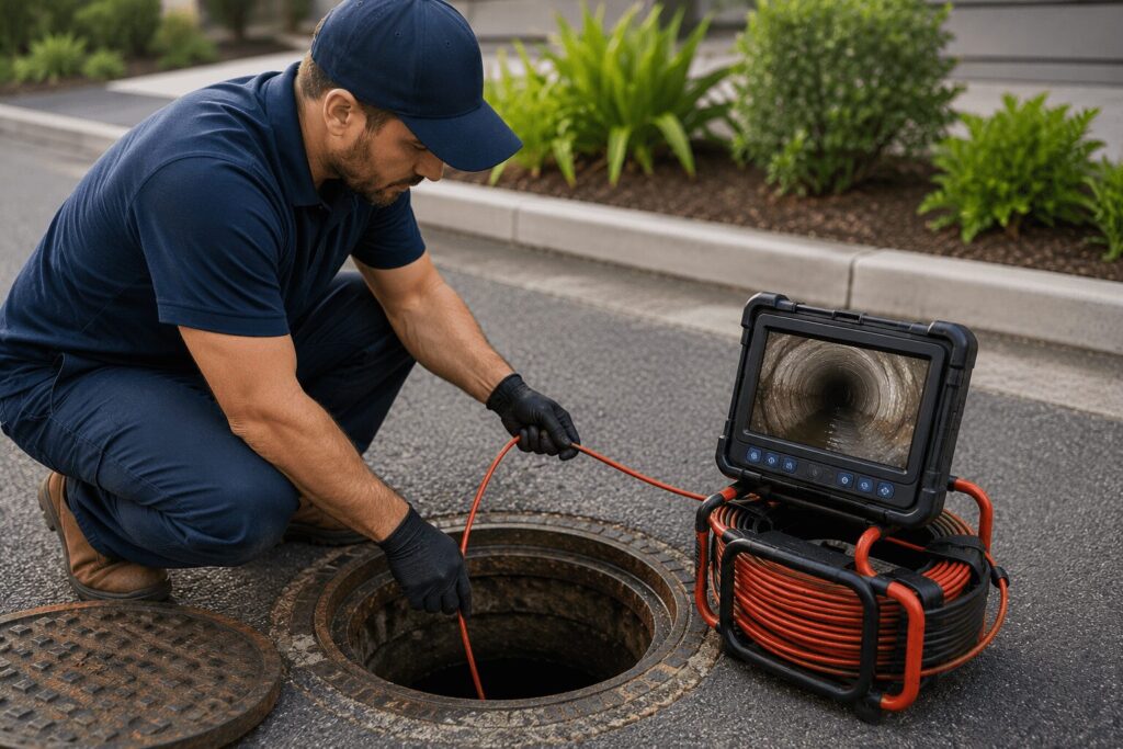 man inspecting sewer drainage