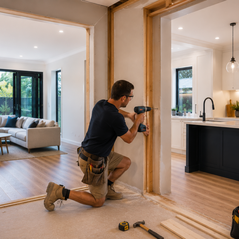 a man holding a drill for quality home renovation